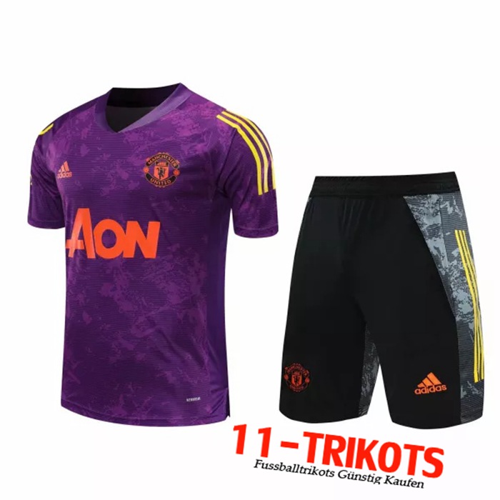 Neuestes Manchester United Trainingstrikot + Hose Lila 2020/2021 | 11-Trikots