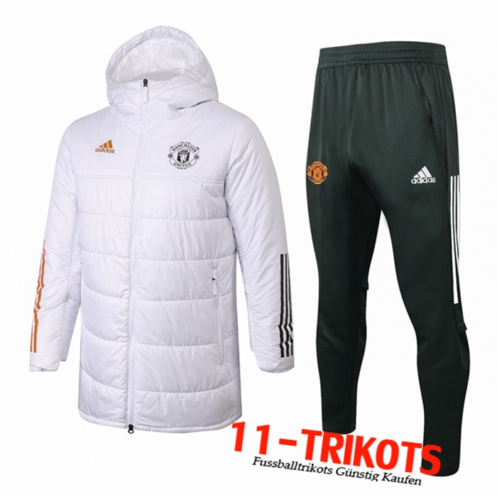 Neuestes Manchester United Daunenjacke Weiß 2020/2021 | 11-Trikots