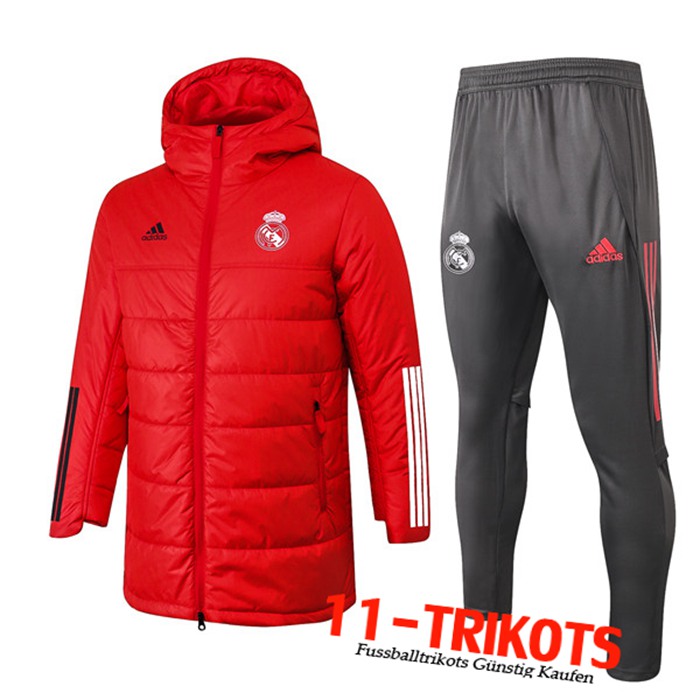 Neuestes Real Madrid Daunenjacke Rot + Hose 2020/2021 | 11-Trikots