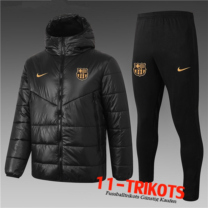 Neuestes FC Barcelona Daunenjacke Schwarz + Hose 2020/2021 | 11-Trikots