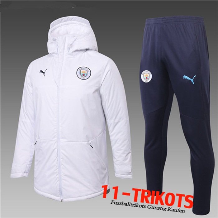 Neuestes Manchester City Daunenjacke Weiß + Hose 2020/2021 | 11-Trikots