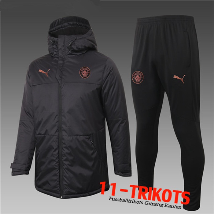 Neuestes Manchester City Daunenjacke Schwarz + Hose 2020/2021 | 11-Trikots