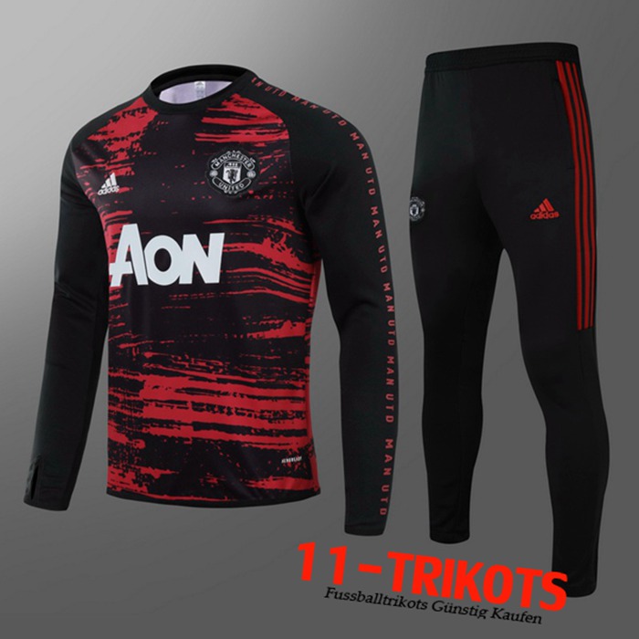 Neuestes Manchester United Kinder Trainingsanzug Schwarz 2020/2021 | 11-Trikots