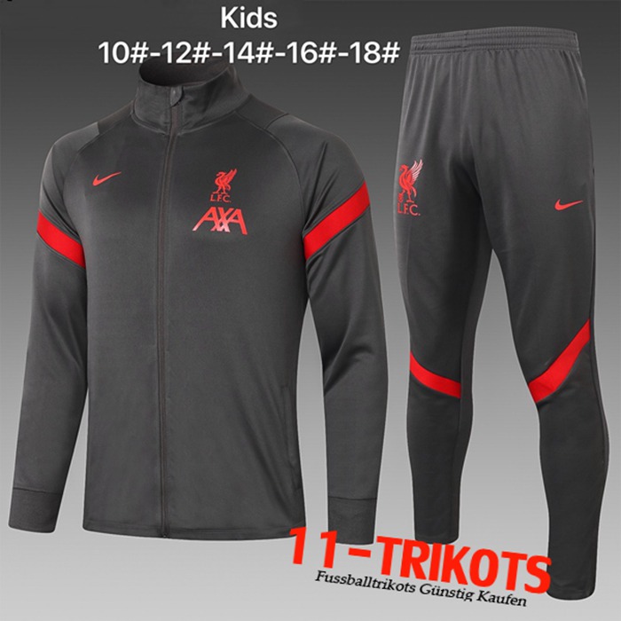 Neuestes FC Liverpool Kinder Trainingsanzug Grau 2020/2021 | 11-Trikots