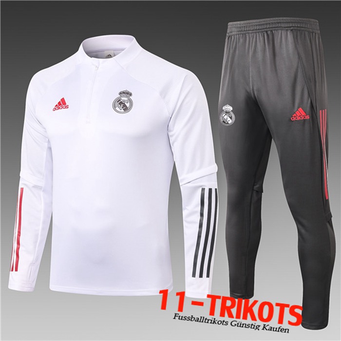 Neuestes Real Madrid Kinder Trainingsanzug Weiß 2020/2021 | 11-Trikots