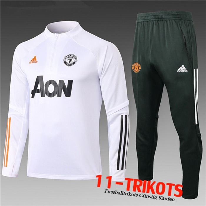 Neuestes Manchester United Kinder Trainingsanzug Weiß 2020/2021 | 11-Trikots