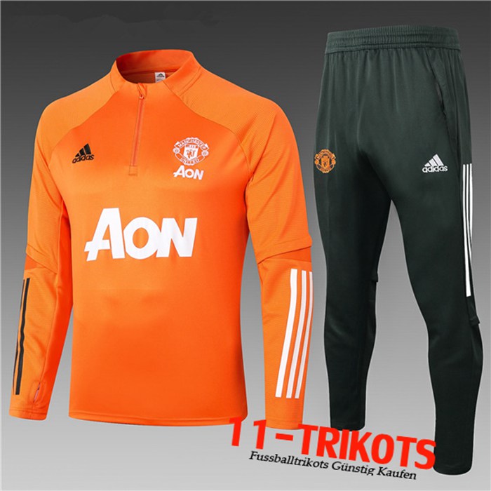 Neuestes Manchester United Kinder Trainingsanzug Orange 2020/2021 | 11-Trikots