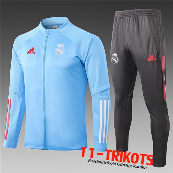 Neuestes Real Madrid Kinder Trainingsanzug (Jacke) Blau 2020/2021 | 11-Trikots