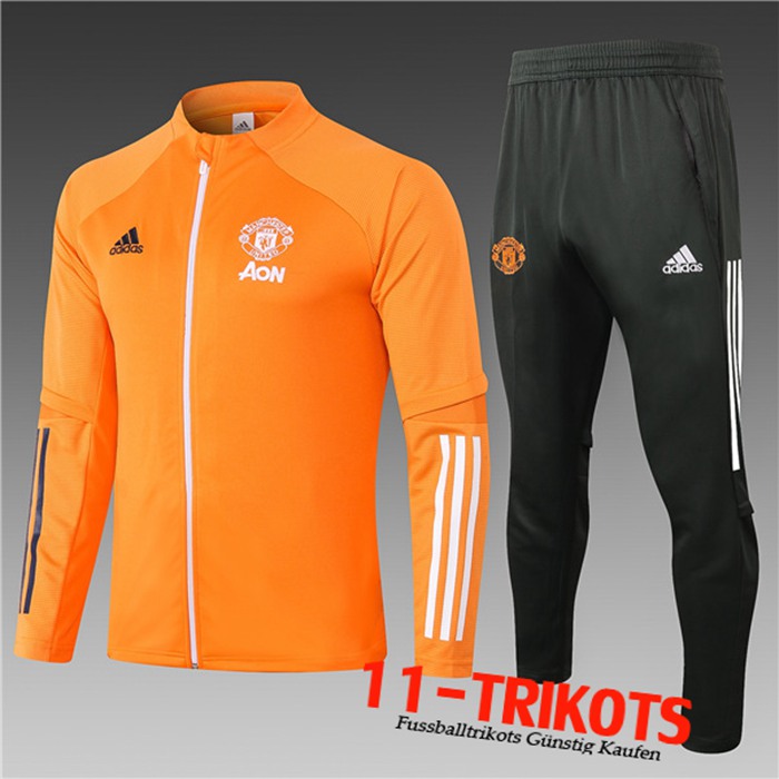 Neuestes Manchester United Kinder Trainingsanzug (Jacke) Orange 2020/2021 | 11-Trikots