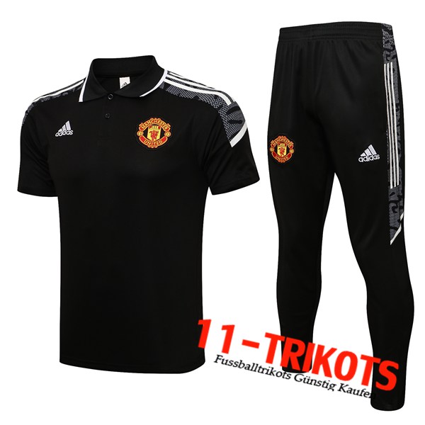 Manchester United Poloshirt + Hose Schwarz/Weiß 2021/2022