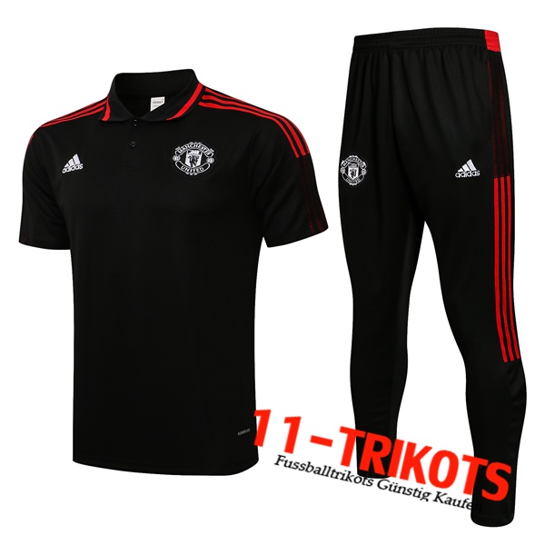 Manchester United Poloshirt + Hose Rot/Schwarz 2021/2022