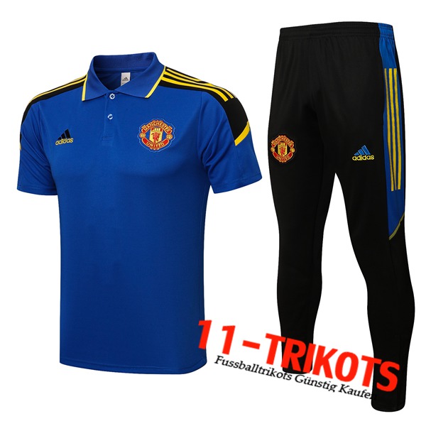 Manchester United Poloshirt + Hose Blau/Schwarz 2021/2022 -01