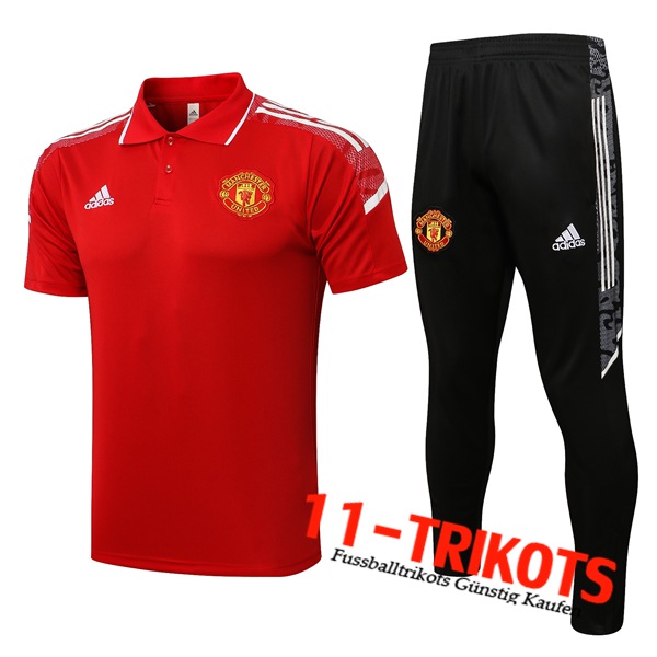 Manchester United Poloshirt + Hose Weiß/Rot 2021/2022 -01