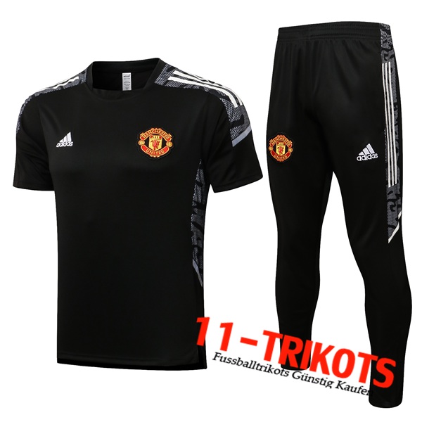 Manchester United Poloshirt + Hose Weiß/Schwarz 2021/2022