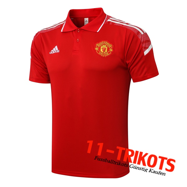 Manchester United Poloshirt Weiß/Rot 2021/2022 -01