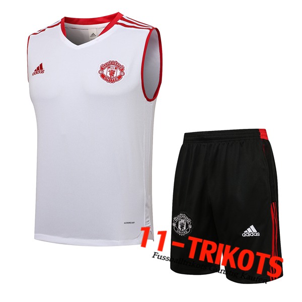 Manchester United Trainings-Tanktop + Shorts Weiß 2021/2022