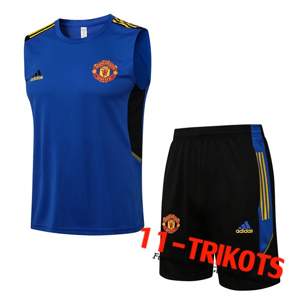 Manchester United Trainings-Tanktop + Shorts Blau 2021/2022