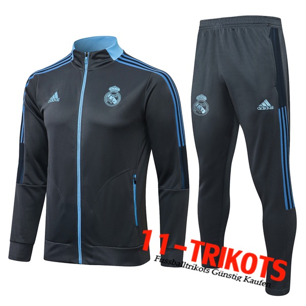 Real Madrid Trainingsanzug (Jacke) Dunkelgrau/Blau 2021/2022