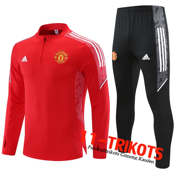 Manchester United Kinder Trainingsanzug Rot/Weiß 2021/2022