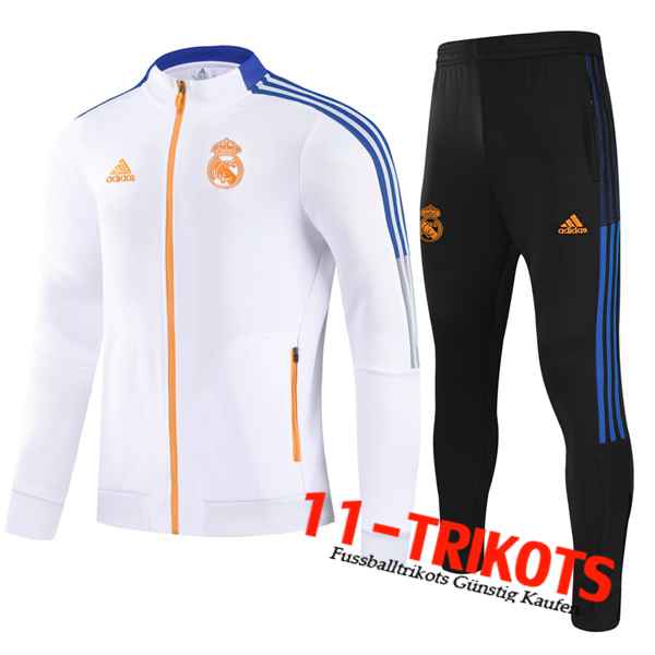 Real Madrid Kinder Trainingsanzug (Jacke) Weiß/Blau 2021/2022
