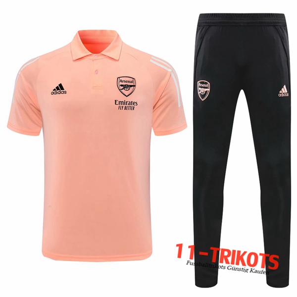 Neuestes Fussball Arsenal Poloshirt + Hose Rose 2020/2021