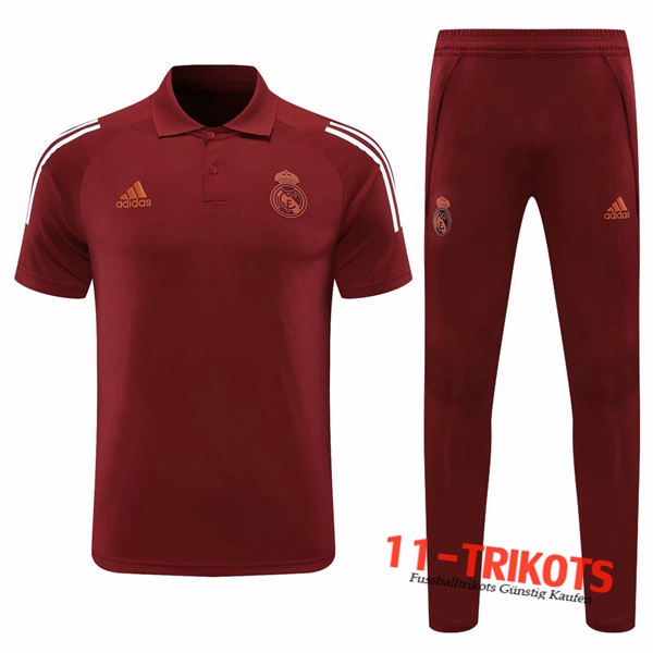 Neuestes Fussball Real Madrid Poloshirt + Hose Marron 2020/2021