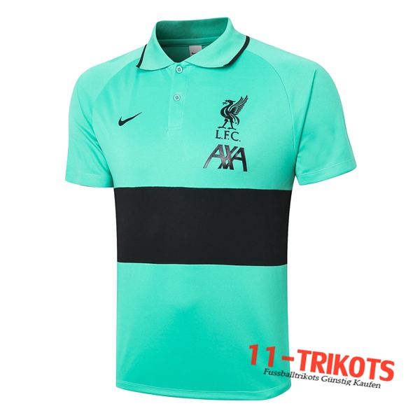 Neuestes Fussball FC Liverpool Poloshirt Grün/Schwarz 2020/2021