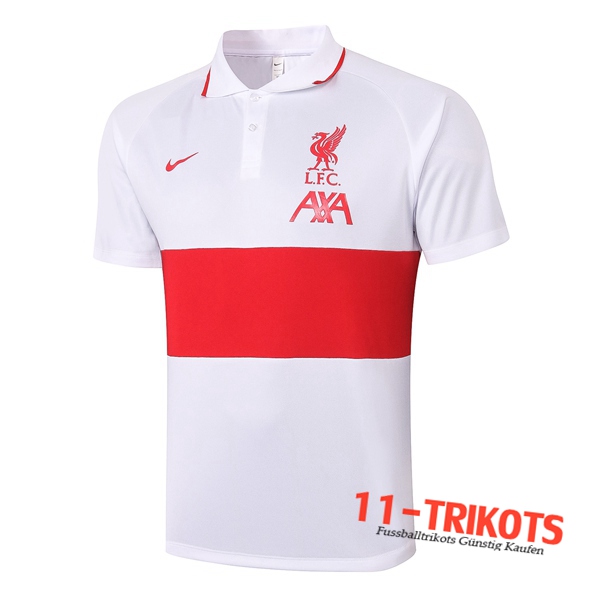Neuestes Fussball FC Liverpool Poloshirt Weiß/Rot 2020/2021