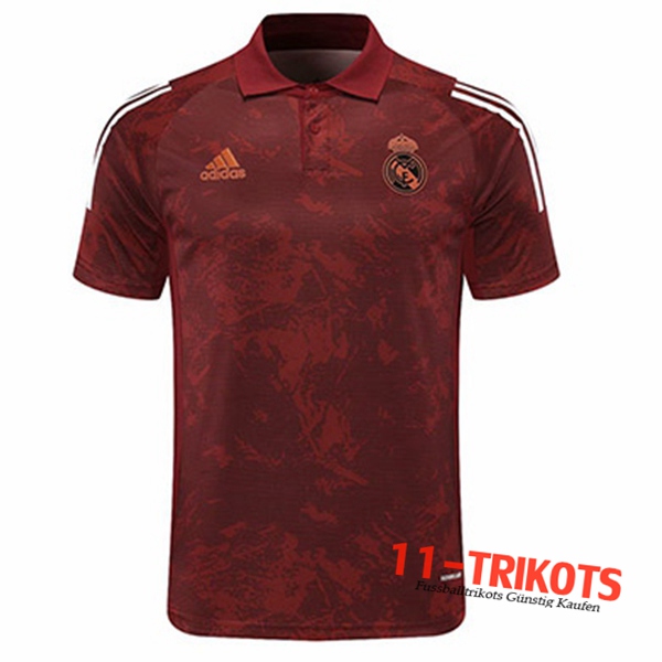 Neuestes Fussball Real Madrid Poloshirt Marron/Weiß 2020/2021