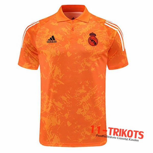 Neuestes Fussball Real Madrid Poloshirt Orange/Weiß 2020/2021