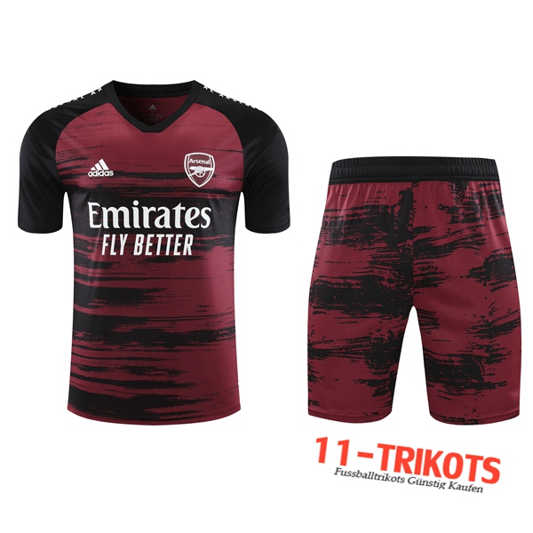 Neuestes Arsenal Trainingstrikot + Shorts Rot/Schwarz 2020/2021 | 11-Trikots