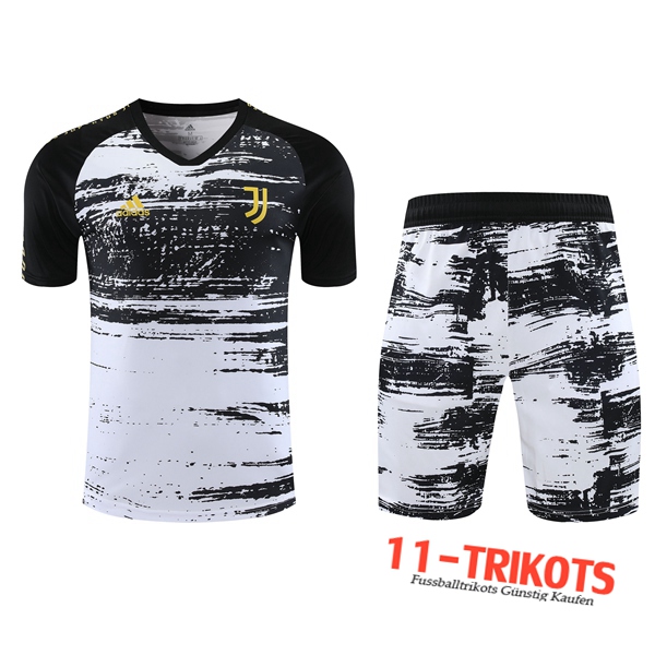 Neuestes Juventus Trainingstrikot + Shorts Weiß/Schwarz 2020/2021 | 11-Trikots