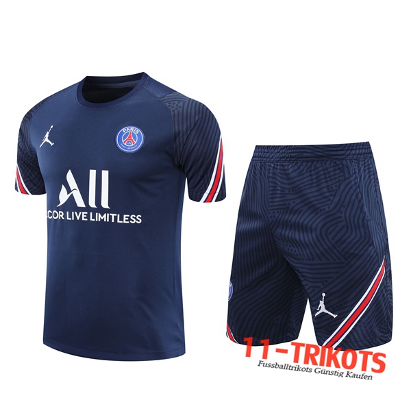 Neuestes PSG Jordan Trainingstrikot + Shorts Blau Marin 2020/2021 | 11-Trikots