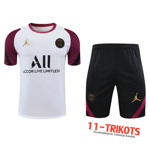 Neuestes PSG Jordan Trainingstrikot + Shorts Weiß 2020/2021 | 11-Trikots