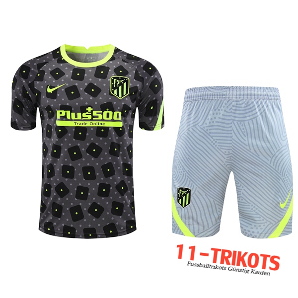 Neuestes Atletico Madrid Trainingstrikot + Shorts Schwarz/Grau 2020/2021 | 11-Trikots