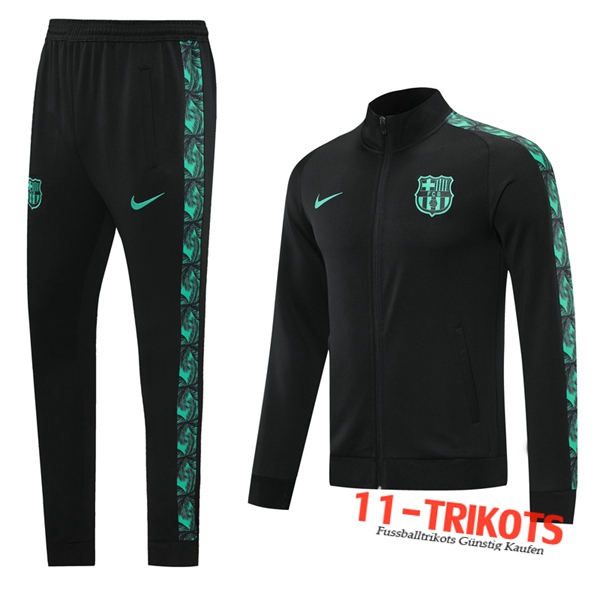 FC Barcelona Trainingsanzug (Jacke) Schwarz/Grün 2020 2021 | 11-trikots