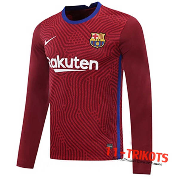 Neues Fussball FC Barcelona Torwart Rot Langarm 2020 2021 | 11-trikots