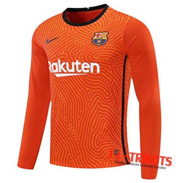 Neues Fussball FC Barcelona Torwart Orange Langarm 2020 2021 | 11-trikots