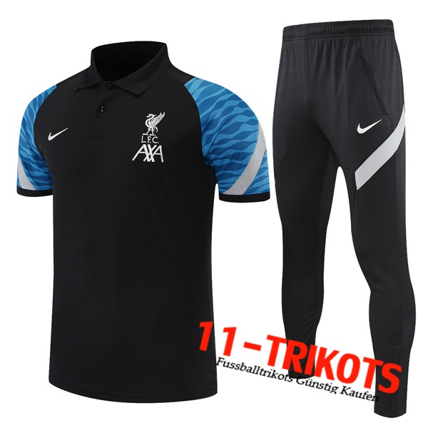 FC Liverpool Poloshirt + Hose Schwarz/Blau 2021/2022