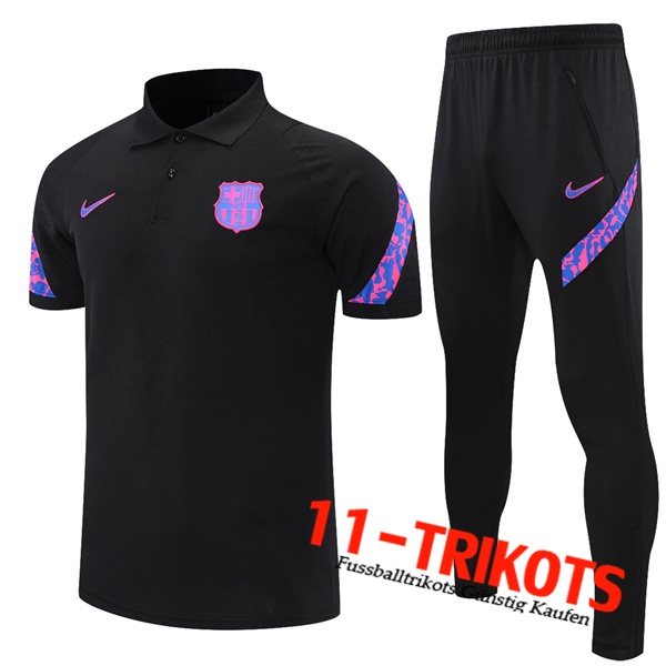 FC Barcelona Poloshirt + Hose Schwarz/Lila 2021/2022