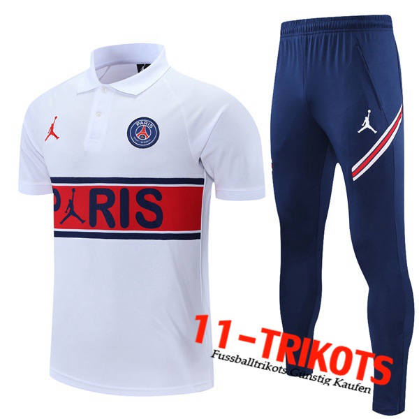 Jordan PSG Poloshirt + Hose Blanc/Rot 2021/2022