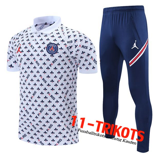 Jordan PSG Poloshirt + Hose Blanc/Schwarz 2021/2022