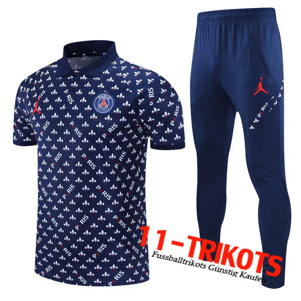 Jordan PSG Poloshirt + Hose Dunkblau/Blanc 2021/2022