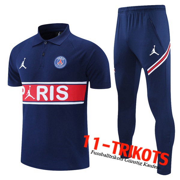 Jordan PSG Poloshirt + Hose Dunkblau/Rot/Blanc 2021/2022