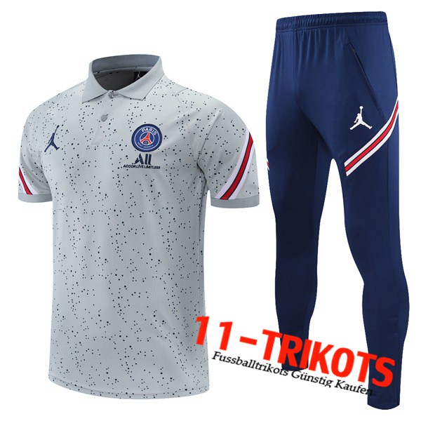 Jordan PSG Poloshirt + Hose Grau/Rot 2021/2022