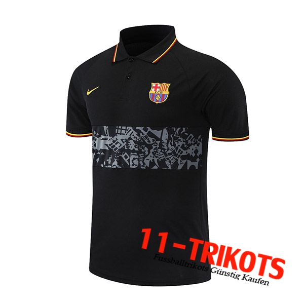 FC Barcelona Poloshirt Schwarz/Grau 2021/2022