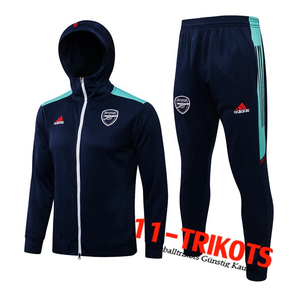 FC Arsenal Trainingsanzug Mit Kapuze Dunkblau/Grun 2021/2022