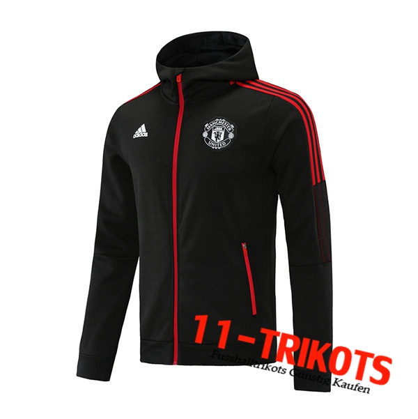 Manchester United Trainingsjacke Mit Kapuze Schwarz/Rot 2021/2022