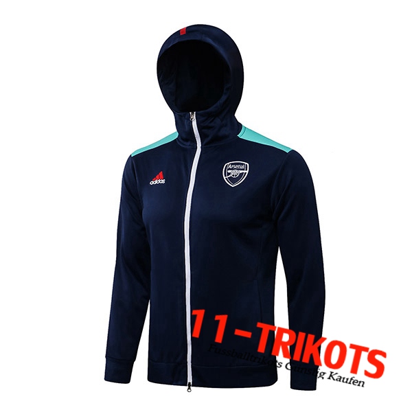 FC Arsenal Trainingsjacke Mit Kapuze Dunkblau/Grun 2021/2022