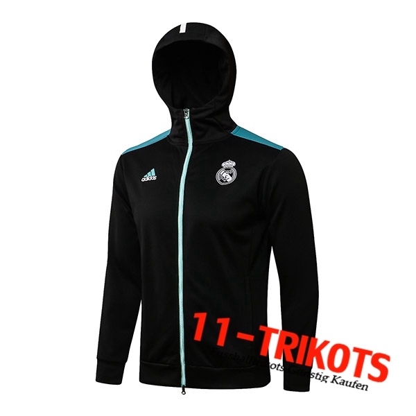 Real Madrid Trainingsjacke Mit Kapuze Schwarz/Grun 2021/2022